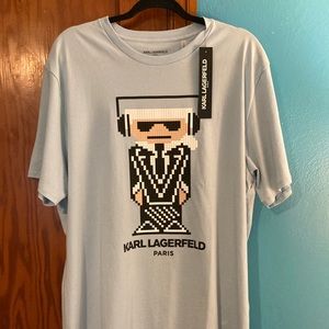 New Mens Karl Lagerfeld Paris Light Blue Tee L